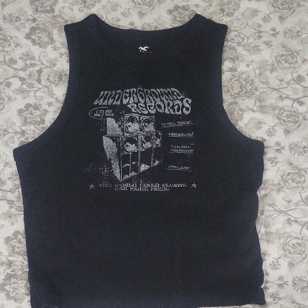 Hollister Black Graphic Short Sleeve Tee